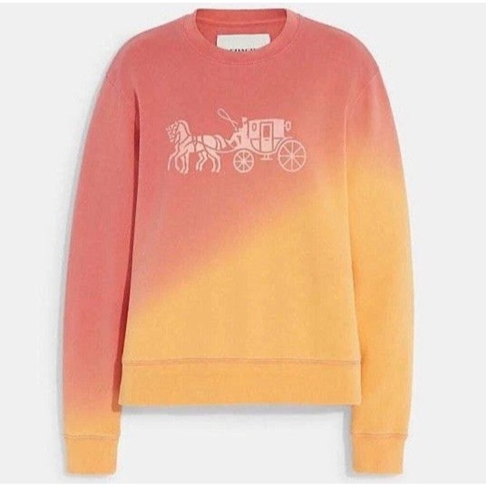 Coach Women’s Crew Neck Shirt Sweatshirt Ombré Horse And Carriage Size S Pink
